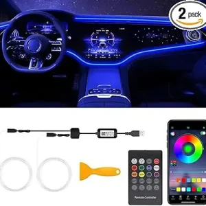Interior car led strip lights with wireless app & remote control